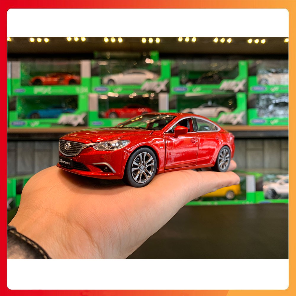 Mô hình xe Mazda 6 tỉ lệ 1:32 ATENZA màu đỏ (Fullbox, có hộp meca và đế)