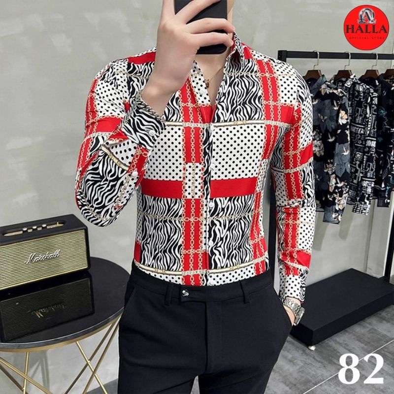 Áo sơ mi nam dài tay họa tiết kẻ ô vuông thời trang HALLA áo sơ mi kiểu công sở hot