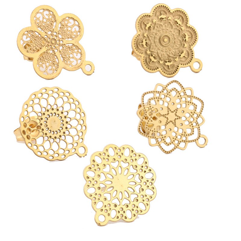 Stainless-Steel Post S-Components Gold Earring Making Hypoallerginic 40pcs/Lot for Stud-Loop