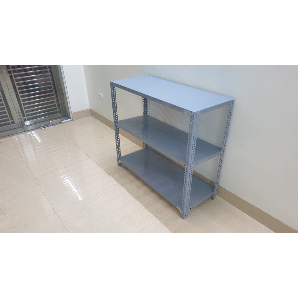 Kệ kho sắt v lỗ lắp ghép đựng đồ đa năng kích thước : Dài 60cm, Rộng 30cm, Cao 60cm, 80cm, 100cm gồm 3 tầng