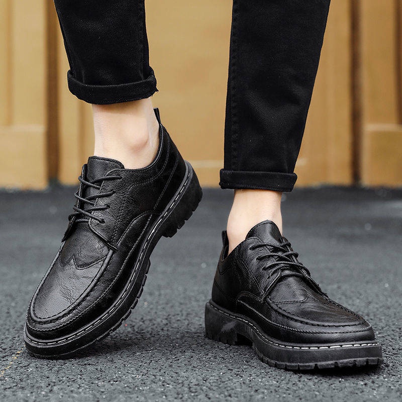 Giày da màu đen không thấm nước chống trượt và chống mùi phong cách công sở kiểu Hàn Quốc thường ngày cho nam đầu bếp