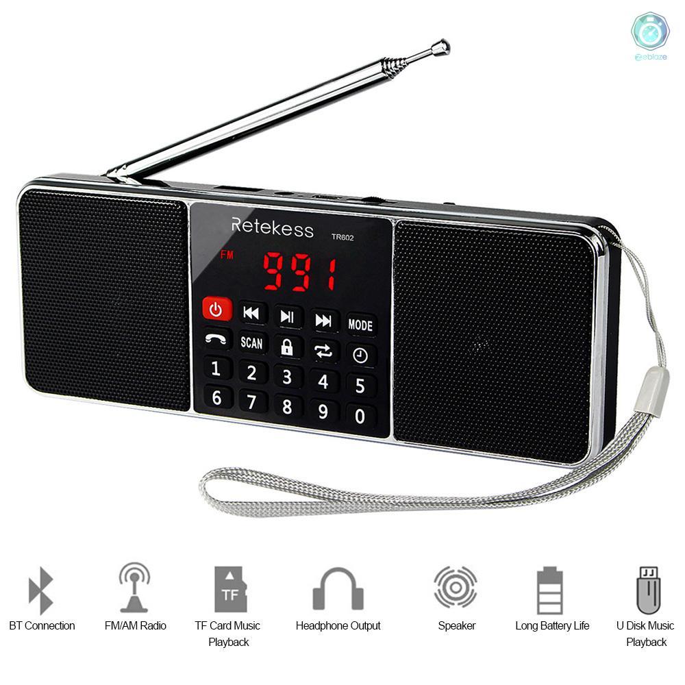 Loa Bluetooth máy nghe nhạc MP3 tai nghe đầu ra AUX IN Hỗ trợ Thẻ TF đọc USB 3C Retekess TR602 Radio FM / AM