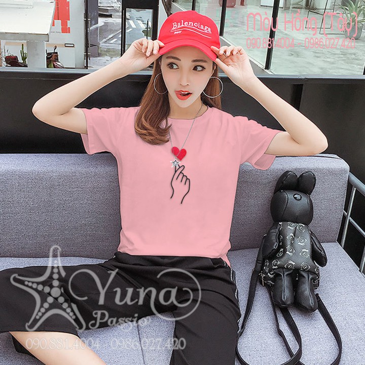Áo Thun Thái Fom Rộng Thêu Thả Tim Cao Cấp - Fom to dưới 65kg
