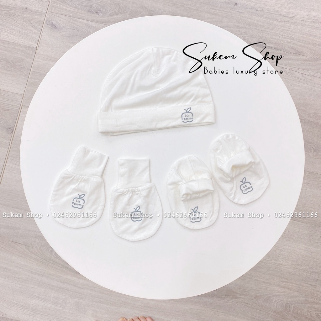 Phụ Kiện Sơ Sinh Yếm, Mũ, Bao Tay Bao Chân La Pomme Mềm Mại Cho Bé