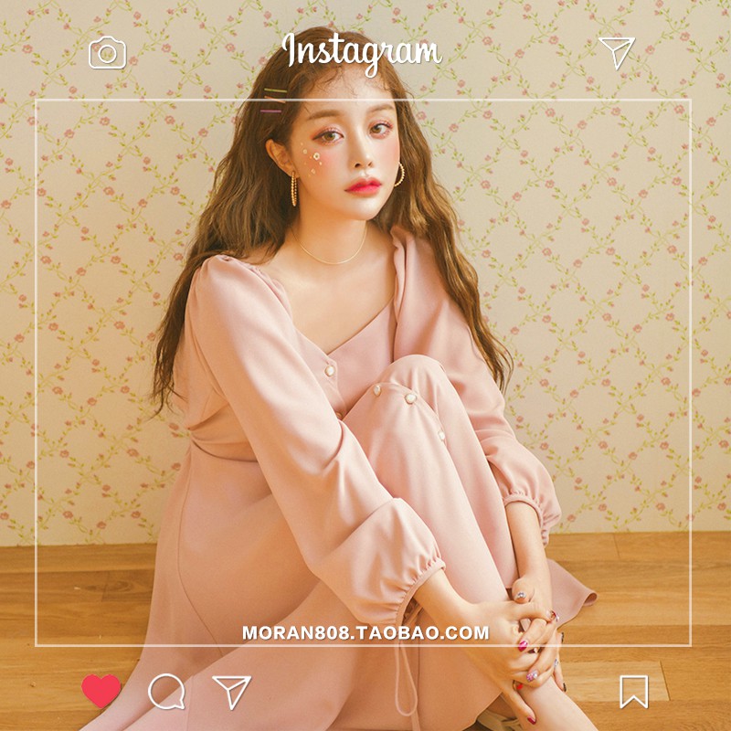 Đầm dáng xòe nữ tay dài midi Emilshop