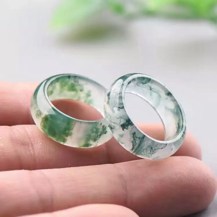 Nhẫn Đá Mã Não Màu Xanh Lá / Đỏ Dành Cho Cặp Đôi