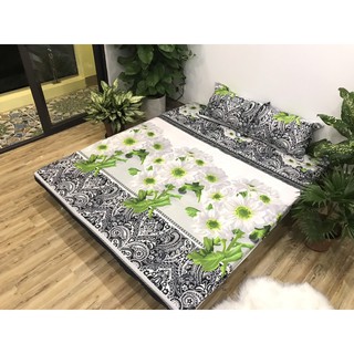 Bộ chăn hè trần bông kèm ga gối hoa cúc đá