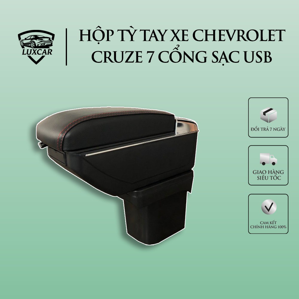 Hộp tỳ tay xe CHEVROLET CRUZE chất liệu da PU cao cấp, 7 cổng sạc USB