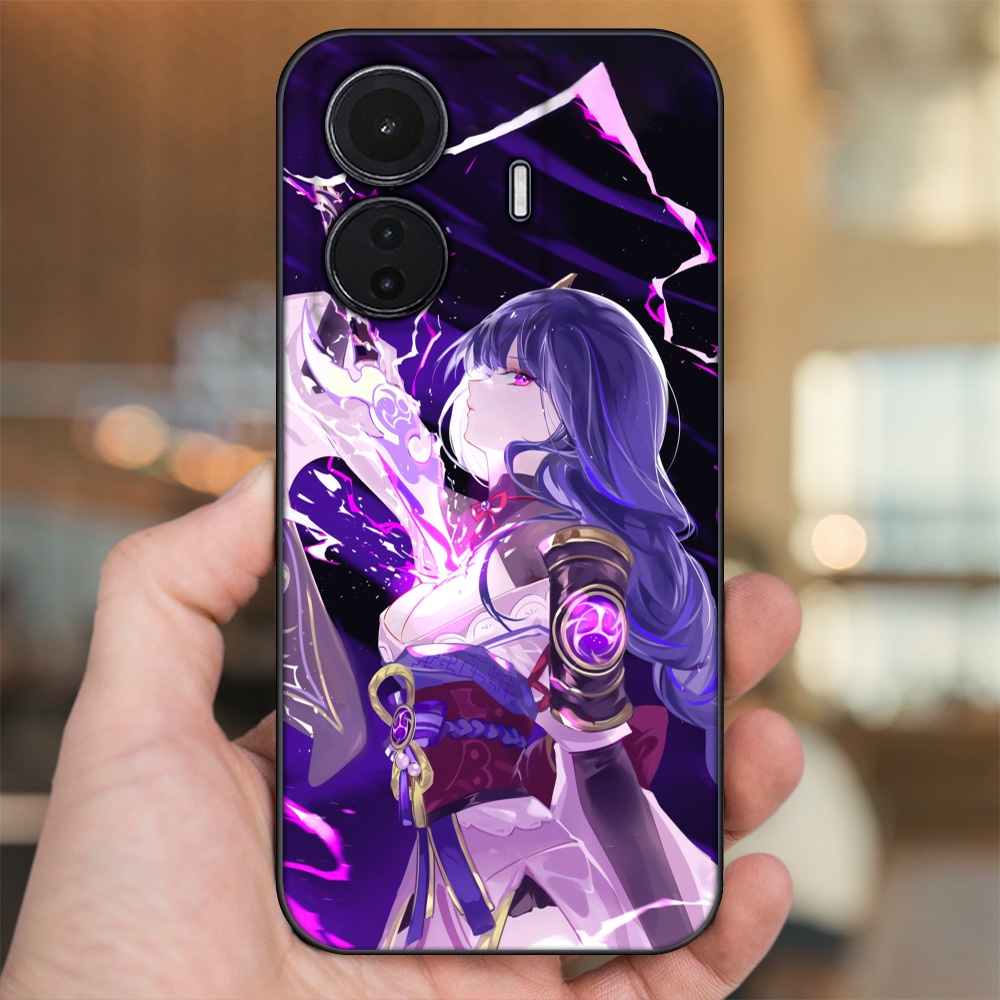 Ốp lưng Vivo S15e viền đen in hình Raiden Shogun Genshin Impact