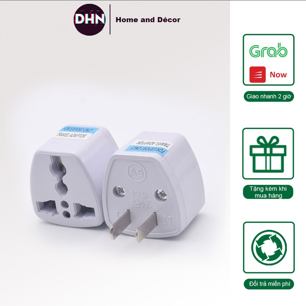 Giắc ổ cắm chuyển đổi đầu 3 chân sang 2 chân nguồn 220V thông thường