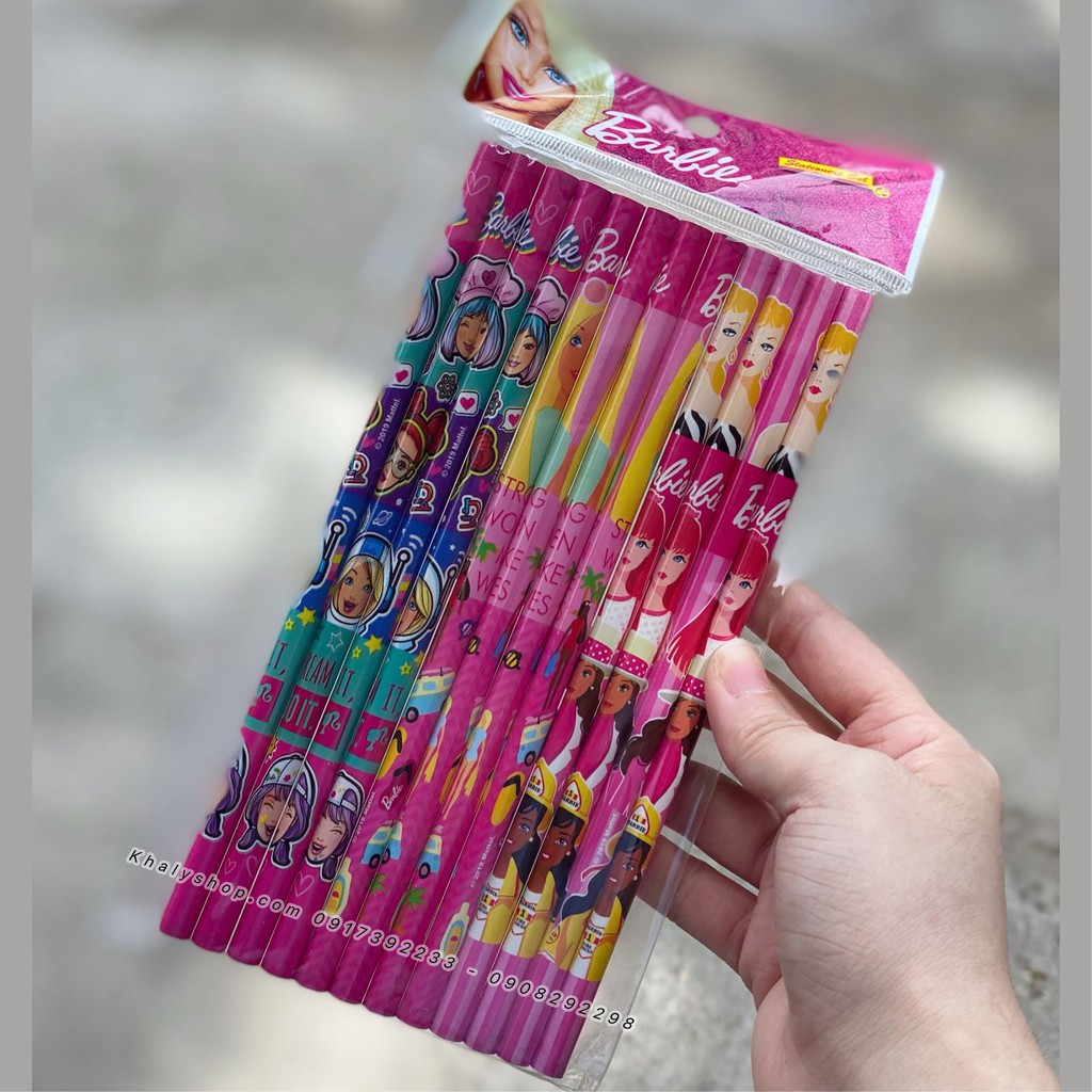 Set 12 cây bút chì hình búp bê Barbie, Ngựa Pony siêu hot cho học sinh, bé gái (Thái Lan)