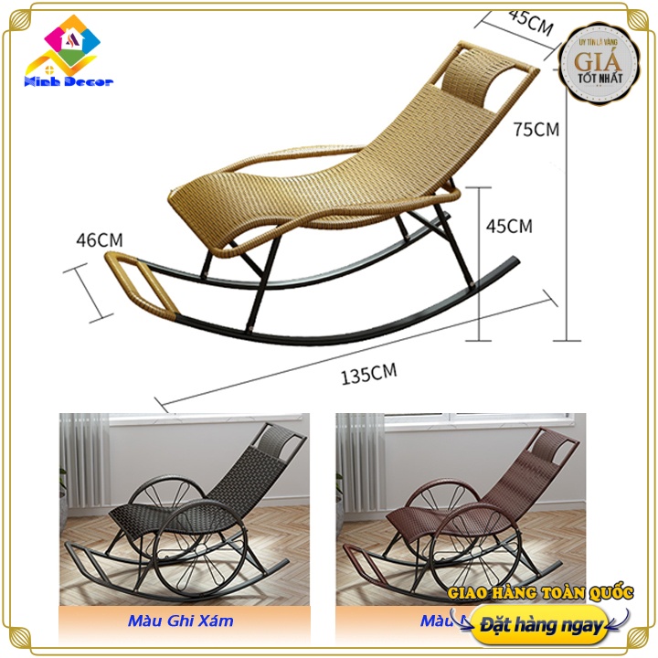 Ghế Bập Bênh Thư Giãn Đan Mây - Ghế Thư Giãn Bập Bênh Gấp Gọn Cao Cấp