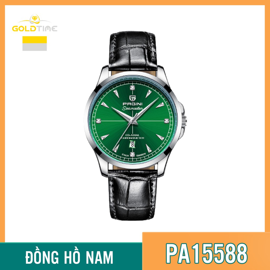 Đồng Hồ Nam PAGINI PA15588 Mặt Xanh Dây Da Cao Cấp Mặt Kính Chống Xước, Chống Nước Tặng Kèm Pin - BH Hãng 12 Tháng