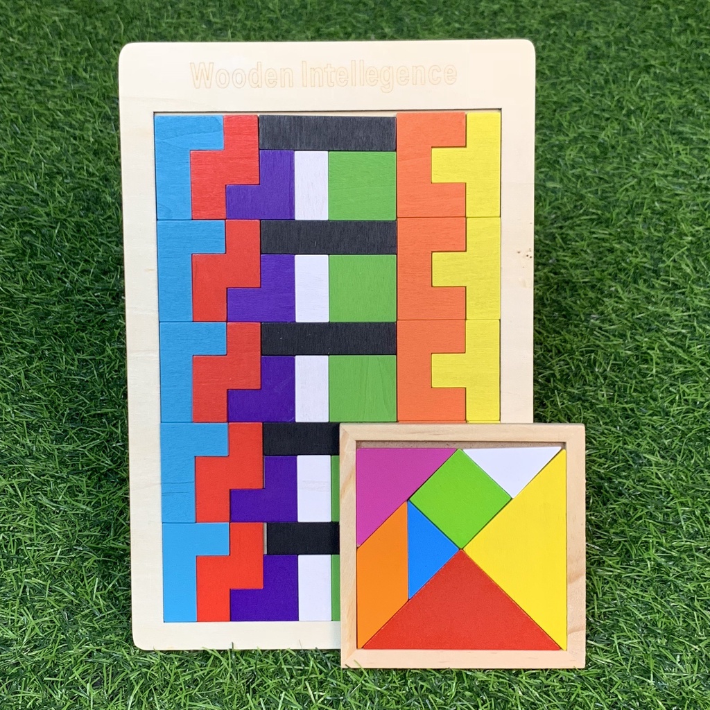 Đồ chơi gỗ xếp hình Montessori Tetris Cho Bé phát triển trí tuệ