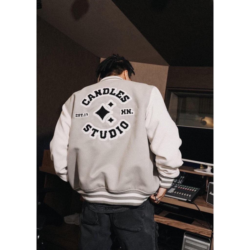 ÁO KHOÁC BÓNG CHÀY - ÁO BOMBER CANDLES JACKET NỈ IN HÌNH UNISEX ULZZANG - GIN STORE