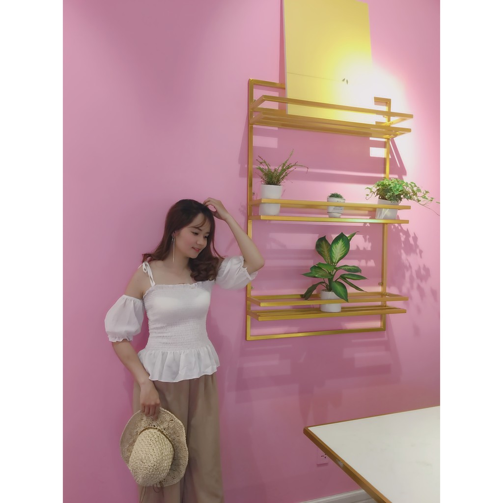 Áo trễ vai tay bèo hàng đẹp - ảnh thật phía sau