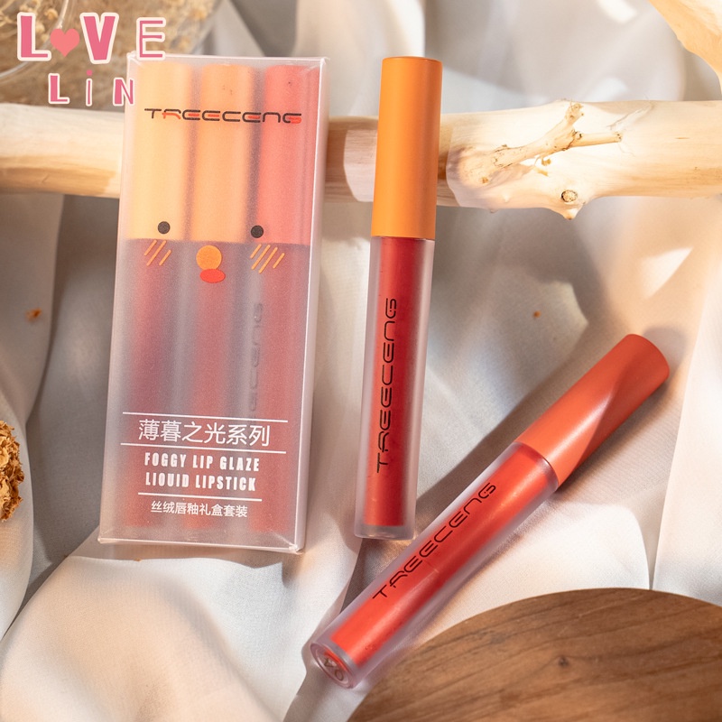 Bộ 3 Son Môi Màu Nhung Lì Kiêm Má Hồng Hai Công Dụng Màu Sắc Dành Cho Nữ