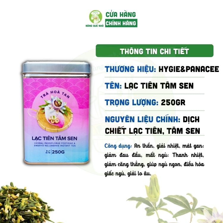 Trà Lạc Tiên Hòa Tan Hygie Hỗ Trợ Ngủ Ngon Thanh Nhiệt, Trà An Thần Ngủ Ngon Giảm Stress