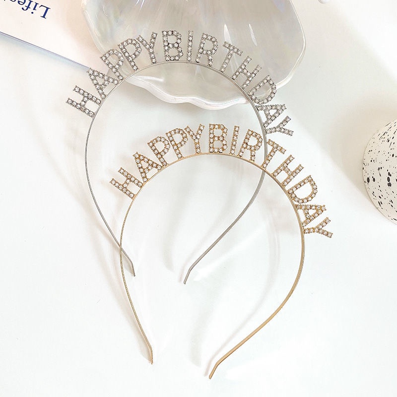 Băng Đô Hình Chữ Happy Birthday Đính Đá Lấp Lánh Xinh Xắn