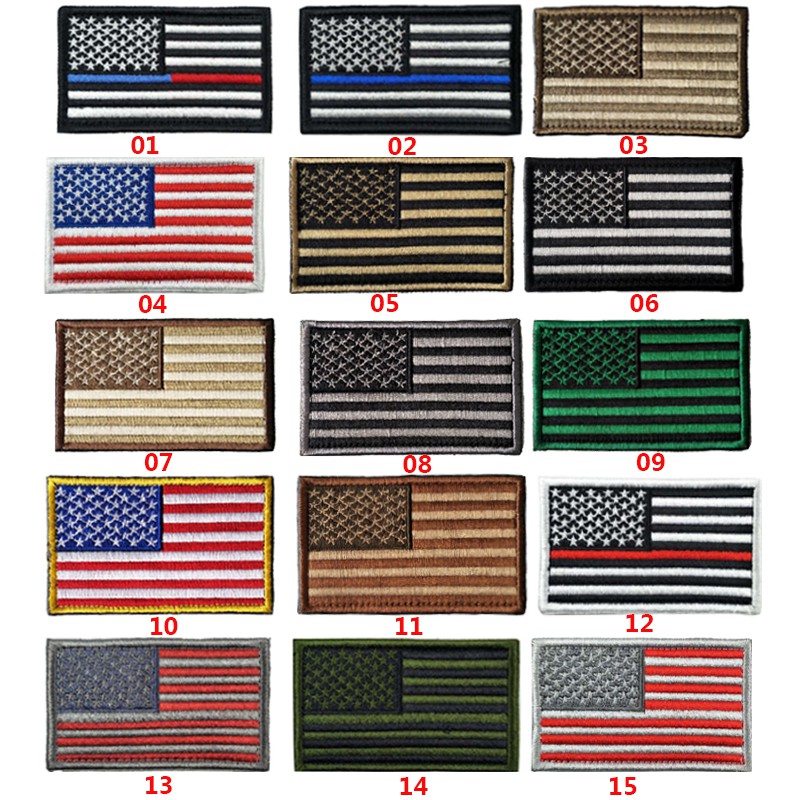 Miếng Vá Quần Áo Quân Đội Mỹ Hình Cờ Mỹ Có Móc Khóa Dán