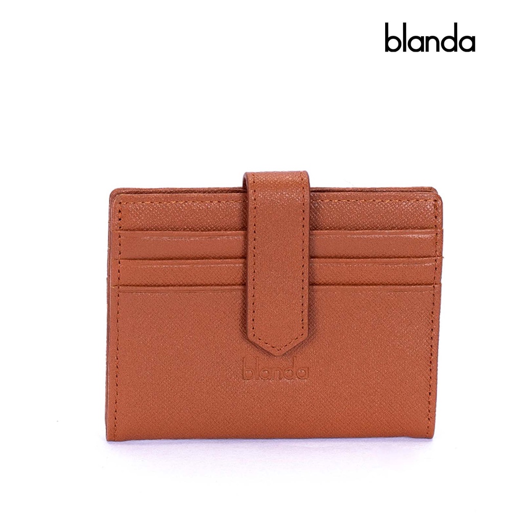 Ví đựng card da bò thật, chất liệu da gân Saffiano, thương hiệu Blanda 8VNBG06