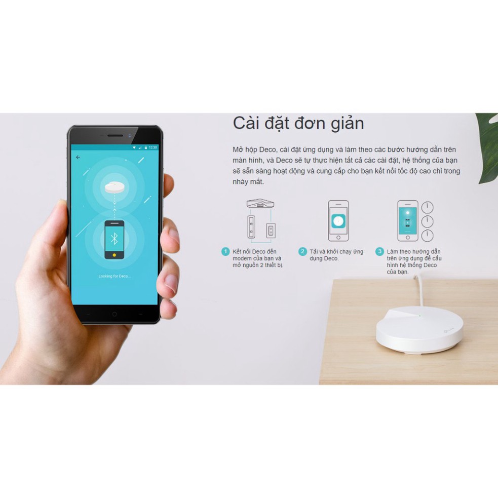 Hệ Thống Phát WiFi Mesh TP-Link Deco M5 (3-Pack) Chuẩn AC 1300Mbps - 3 Cục Phủ Wifi Toàn Nhà, 1 Tên Mạng Duy Nhất