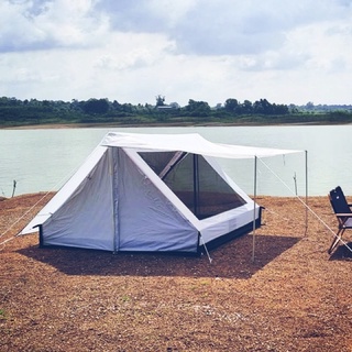 |HÀNG ĐỘC| LỀU CẮM TRẠI VINTAGE HOME, LỀU GLAMPING 4-5 NGƯỜI MÀU TRẮNG XANH