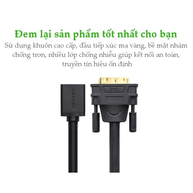 Cáp chuyển đổi DVI sang HDMI cái Ugreen 20118 - Hàng Chính Hãng Bảo Hành 18 Tháng