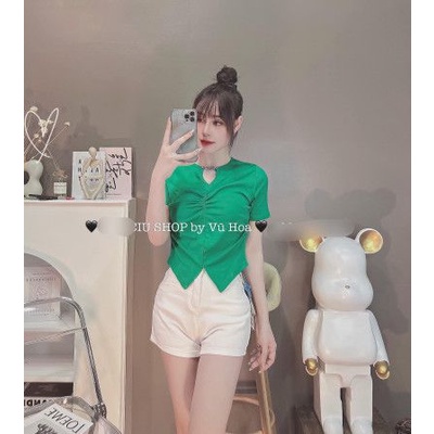 Áo cổ xích rúm ngực vạt xinh