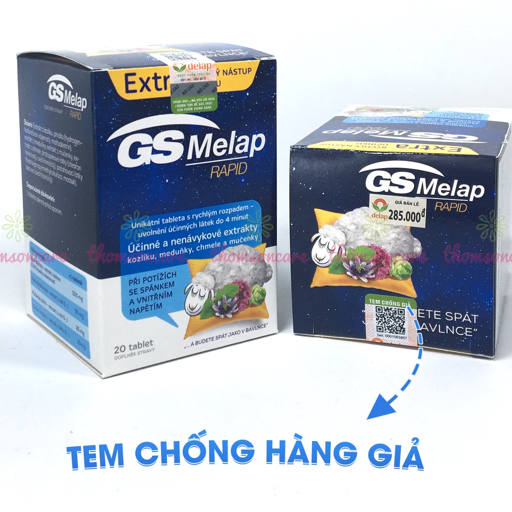 Giảm mất ngủ GS Melap an thần từ thảo dược Lọ 20 viên giảm căng thẳng, lo âu, giúp ngủ sâu giấc