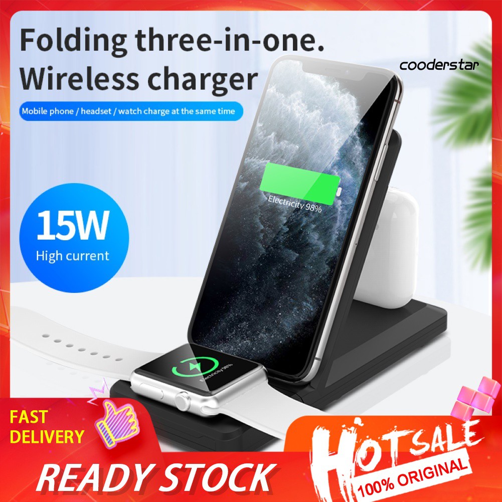 ★COOD★15W Folding Qi Wireless Quick Charger for iPhone for Apple Watch for AirPods Pro