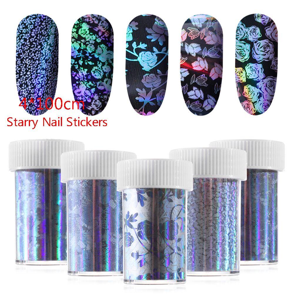 Miếng Dán Trang Trí Móng Tay Hình Hoa Hồng Holographic DIY