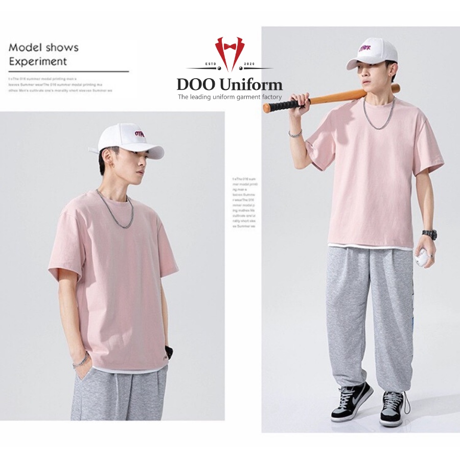 [DOO T-SHIRT] Áo Thun Màu Hồng Uniex Nam (Cotton 65/35)