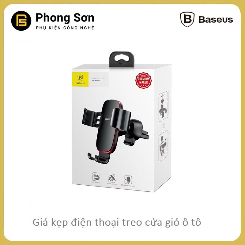 Giá đỡ điện thoại kẹp cửa gió trên Ô tô - Baseus Metal Age Gravity Car Mount | BigBuy360 - bigbuy360.vn