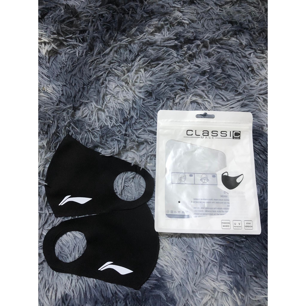 Khẩu Trang Vải Li-ning Kháng Khuẩn, Kháng Nước Cao Cấp Màu Đen