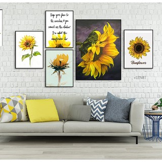 Bộ 5 tranh canvas treo tường hoa hướng dương LIN386+