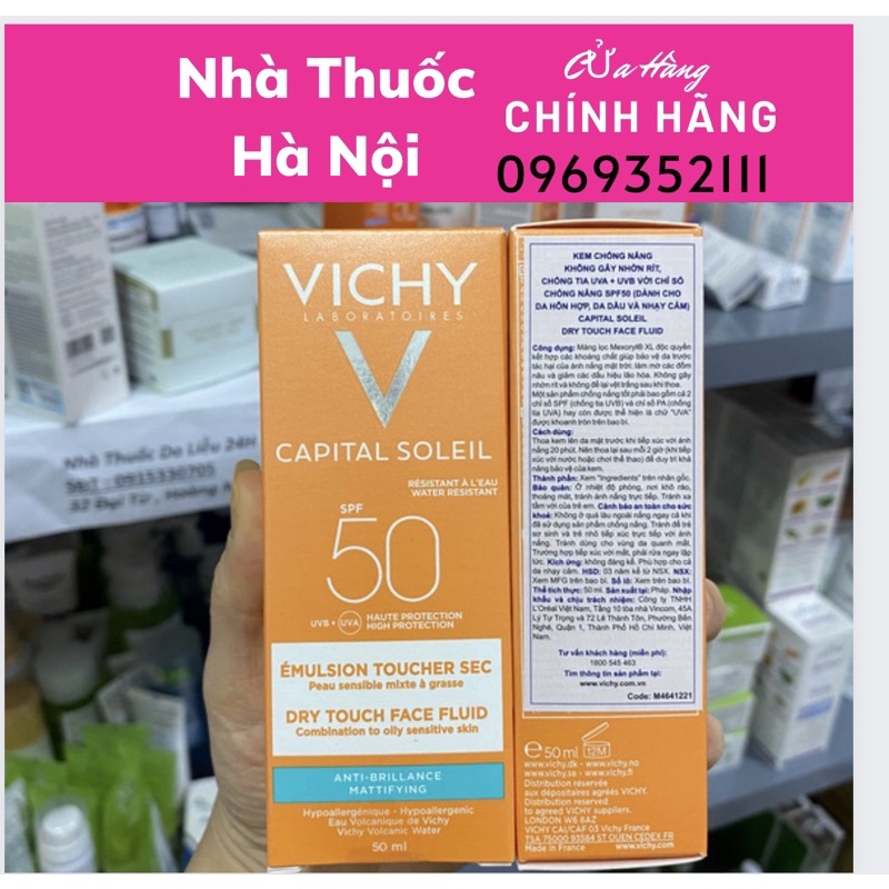 Kem chống nắng chống bóng dầu Vichy Capital Soleil spf 50 CHÍNH HÃNG CÓ TEM - Dalieu24h