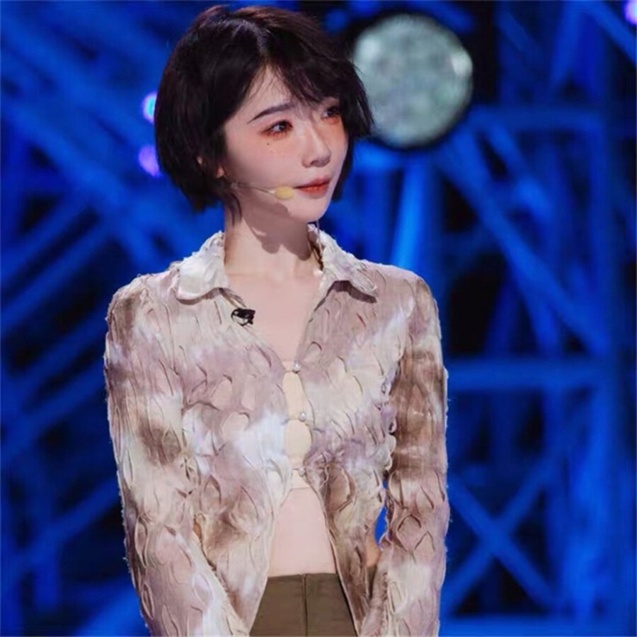 Kliou Áo Lửng Tay Dài Xuyên Thấu Cài Nút Thời Trang Quyến Rũ Cho Nữ