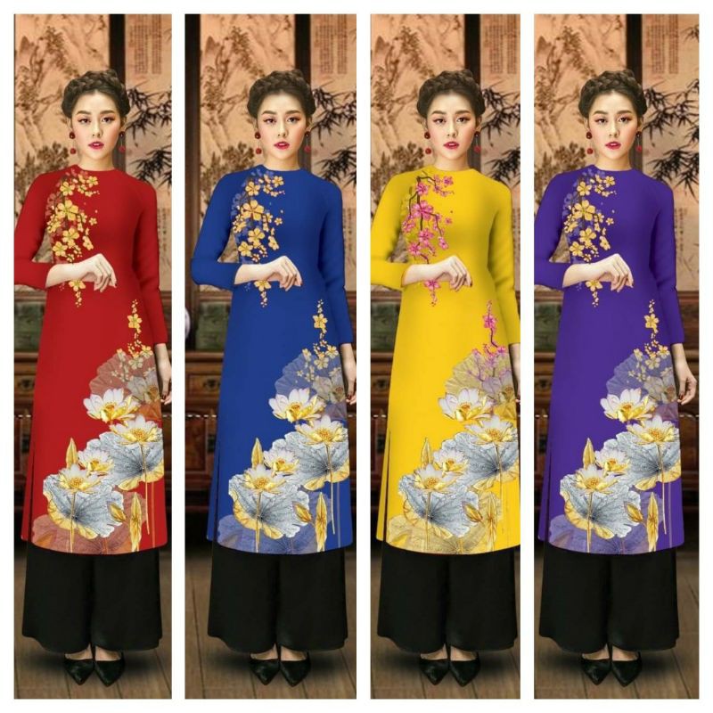 ⚡️ có big size 5XL ⚡️ AD2026 SET ÁO DÀI CÁCH TÂN ĐI CHÙA HỌA TIẾT HOA SEN MAI ĐÀO MÀU KÈM QUẦN