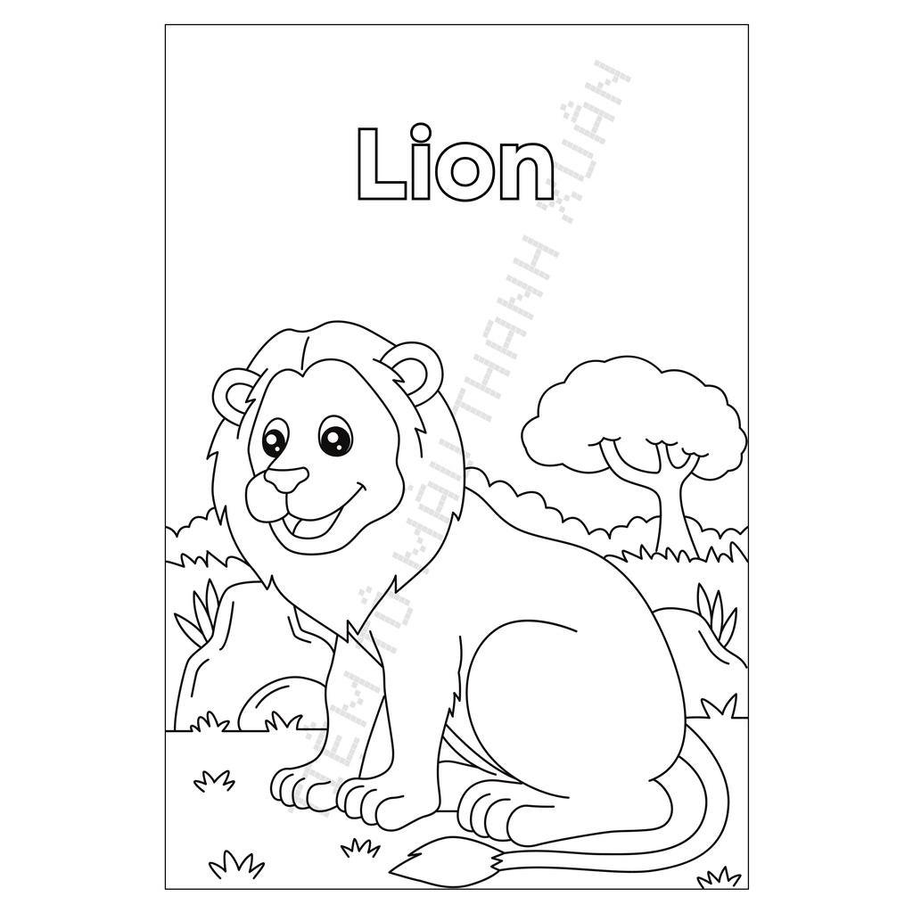 Set 50 Tờ Tranh Tô Màu Hình Động Vật Có Từ Tiếng Anh Size A5 Cho Bé Màu Sáp, Màu Chì - Tiệm Tô Màu Thanh Xuân