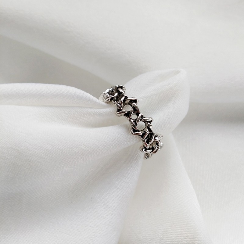 Nhẫn ngôi sao sáu cánh rỗng sành điệu hip-hop đường phố cá tính retro