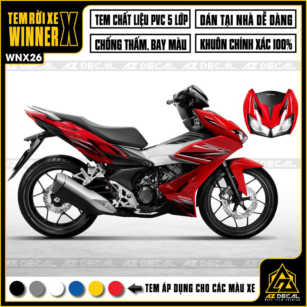 Tem Winner X Mẫu Mới Nhất | WNX26 | Tem Rời Chống Nước, Chống Bay Màu, Decal Dán Xe Đen, Trắng, Đỏ