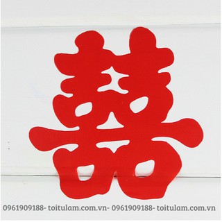 Chữ hỷ đám cưới combo 20 decal chữ hỷ mini 10x10cm