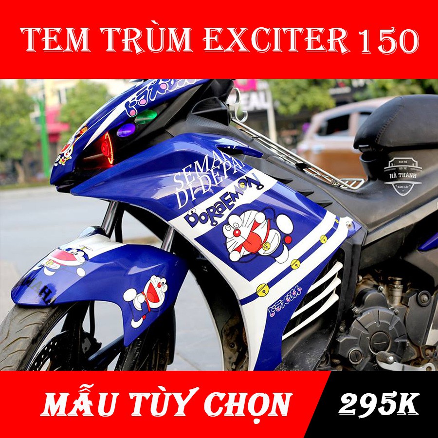 Tem Trùm Exciter 135 Doremon Xanh Trắng