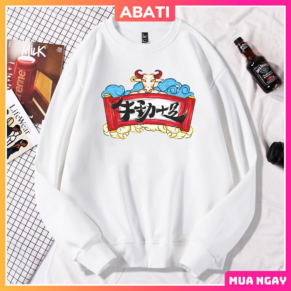 Áo nỉ sweater nam nữ cổ tròn dài tay ấm áp ABATI Áo nỉ mùa đông form rộng vải nỉ bông ấm áp phong cách hàn quốc | BigBuy360 - bigbuy360.vn