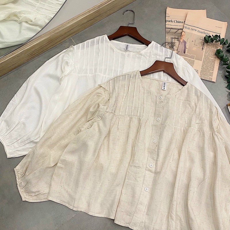 Áo Kiểu FICA TOP form babydoll suông rộng chất đũi mát chuẩn style hàn xẻng hàng nhập quảng châu