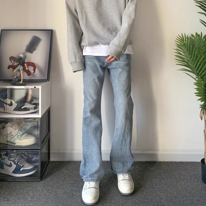 Quần jeans nam ống loe basic