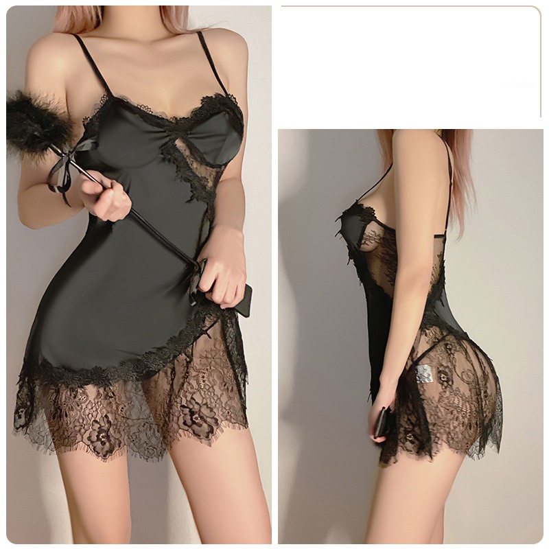 Váy Ngủ Phối Ren Dáng Xòe  Cao Cấp 1957 Kèm Quần Chíp Xinh