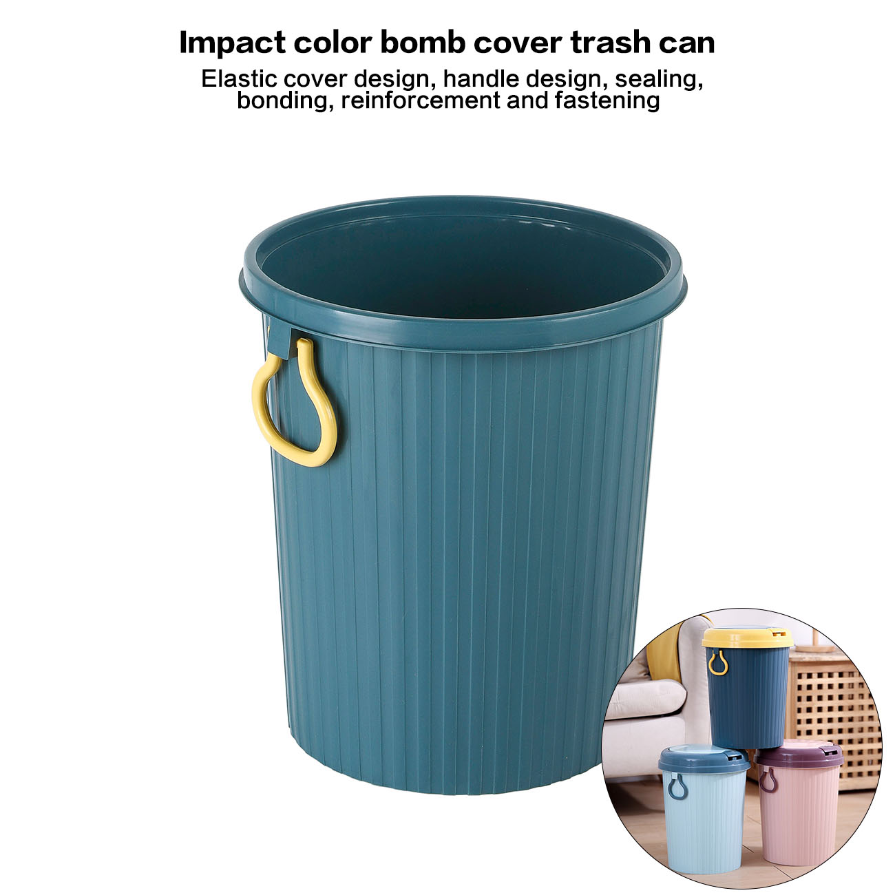 Thùng rác PP bền nắp bật tránh bị có mùi thiết kế tay xách tiện dụng