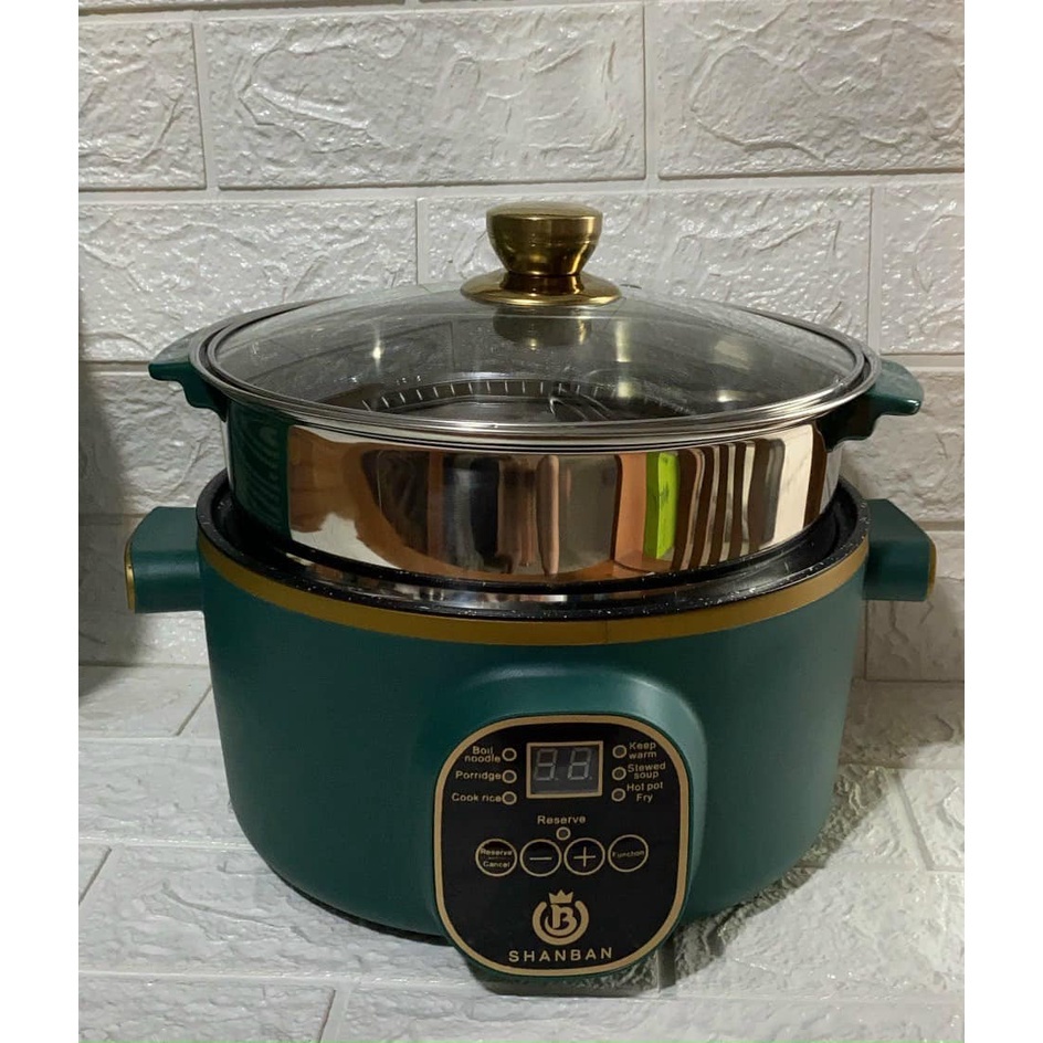 BẾP ĐIỆN ĐA ELECTRIC COOKER POT SHANBAN 24CM 2 TẦNG KHAY HẤP INOX